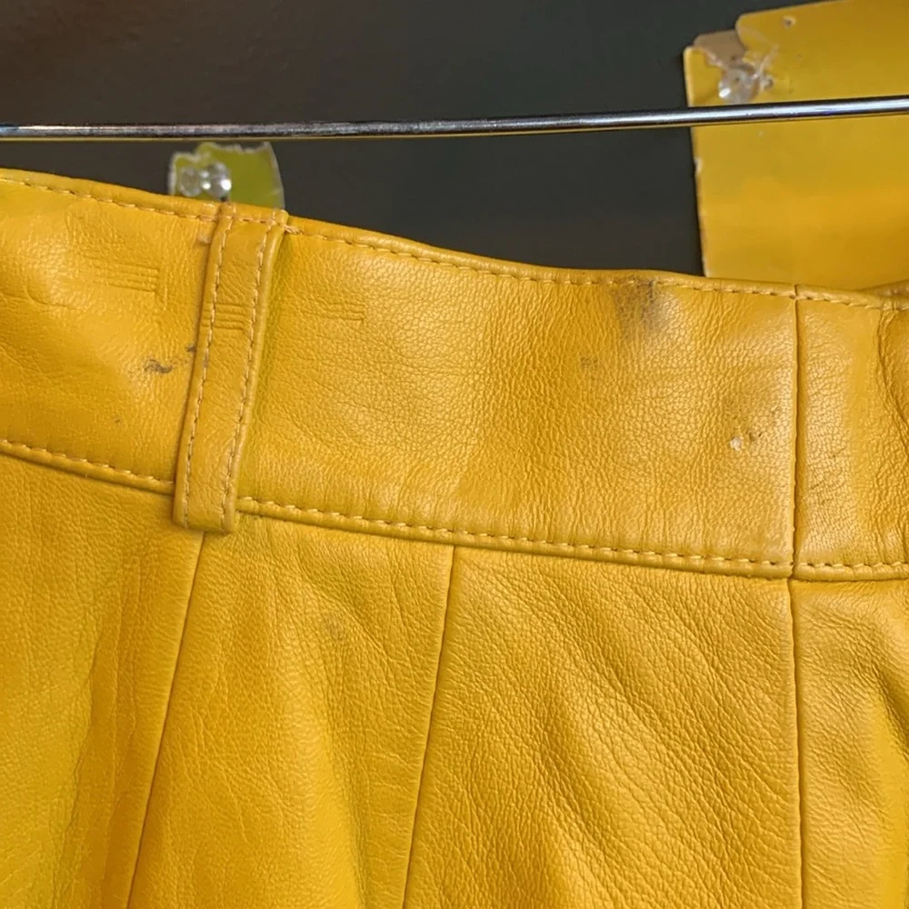 Vibrant Yellow Vintage Leather Shorts - Picture 7 of 8
